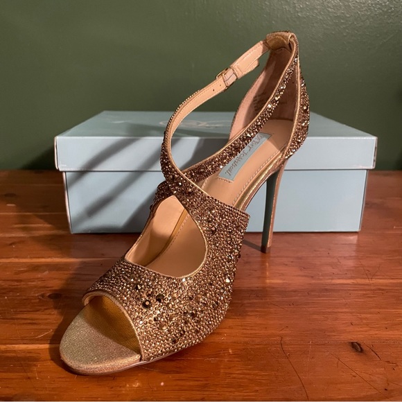 Blue by Betsey Johnson Sage Evening Sandals | Bayli Heel - Gold - Picture 3 of 6